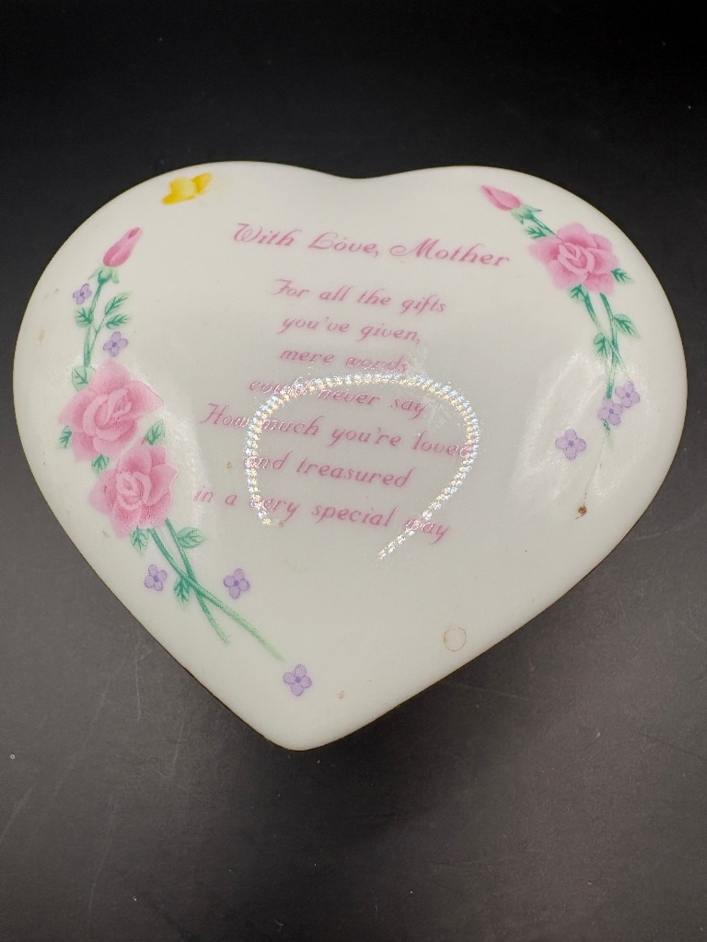 With Love Mother Fine Porcelain Heart Shaped Trinket Dish by Russ
